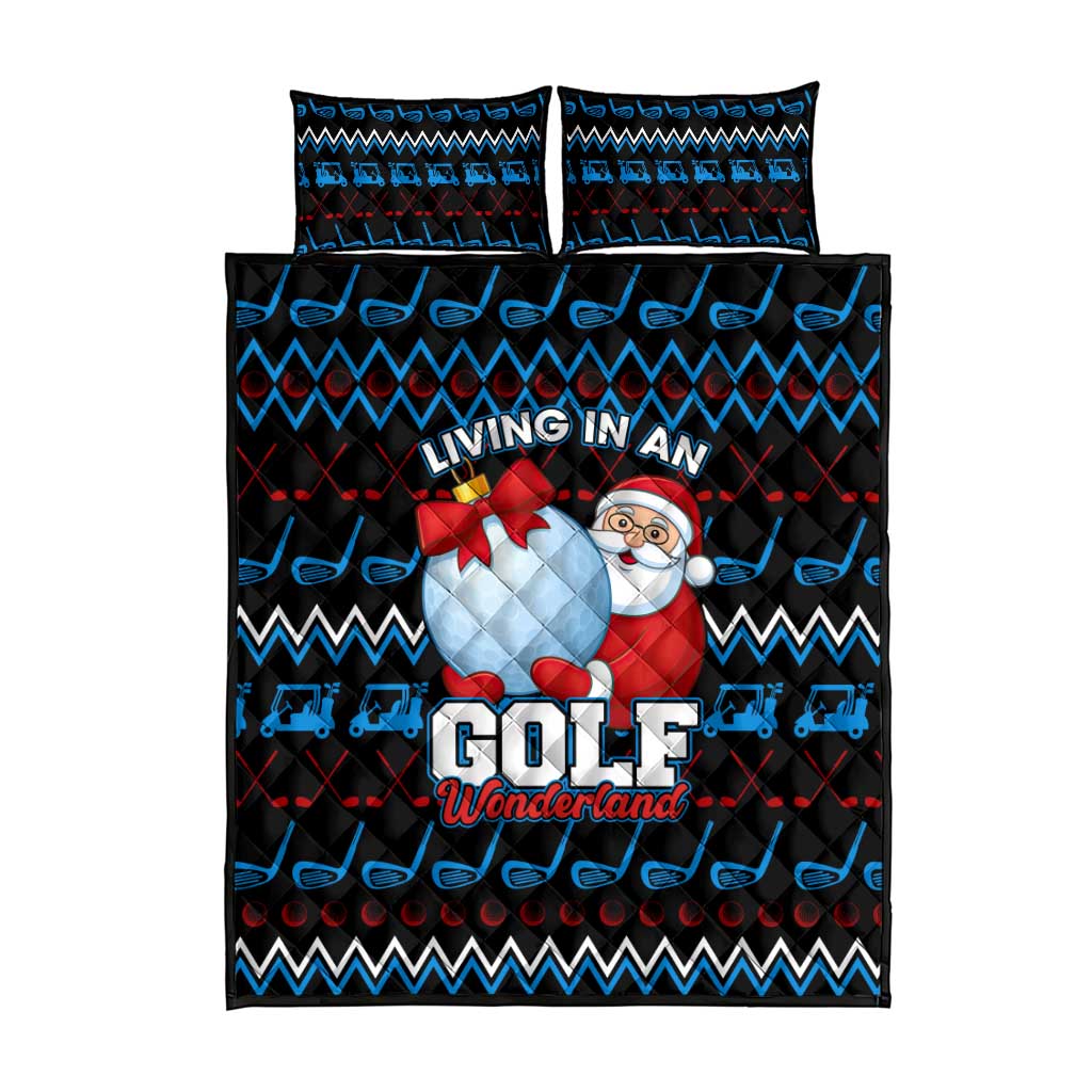 Santa Clause Golf Wonderland Christmas Quilt Bed Set Xmas Holiday Patterns - Wonder Print Shop