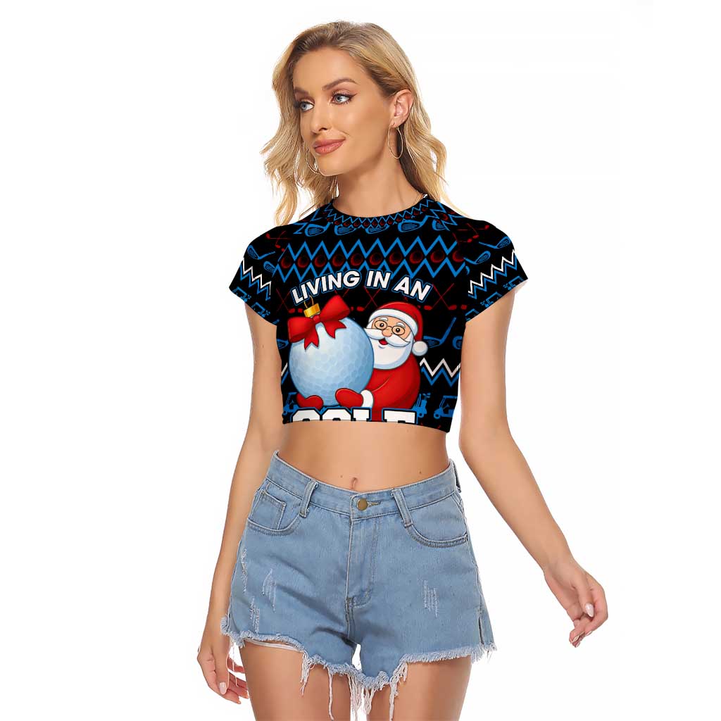 Santa Clause Golf Wonderland Christmas Raglan Cropped T Shirt Xmas Holiday Patterns - Wonder Print Shop