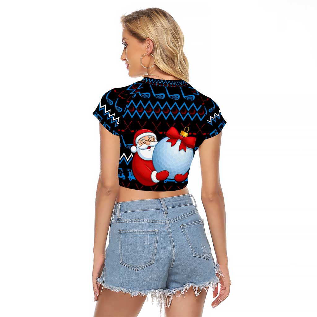 Santa Clause Golf Wonderland Christmas Raglan Cropped T Shirt Xmas Holiday Patterns - Wonder Print Shop