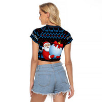 Santa Clause Golf Wonderland Christmas Raglan Cropped T Shirt Xmas Holiday Patterns - Wonder Print Shop