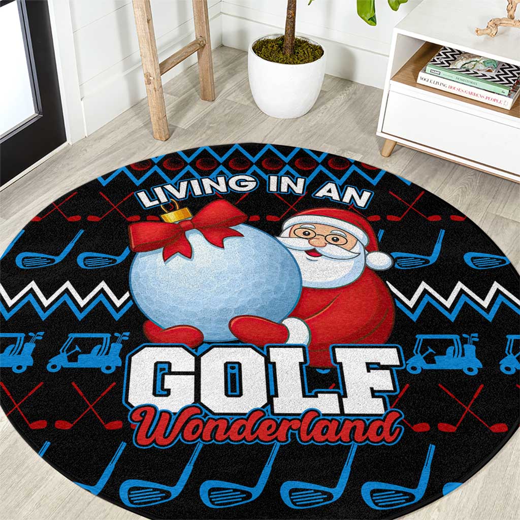 Santa Clause Golf Wonderland Christmas Round Carpet Xmas Holiday Patterns - Wonder Print Shop