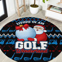 Santa Clause Golf Wonderland Christmas Round Carpet Xmas Holiday Patterns - Wonder Print Shop