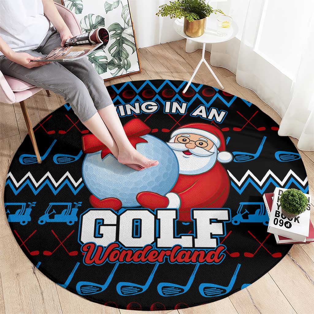 Santa Clause Golf Wonderland Christmas Round Carpet Xmas Holiday Patterns - Wonder Print Shop