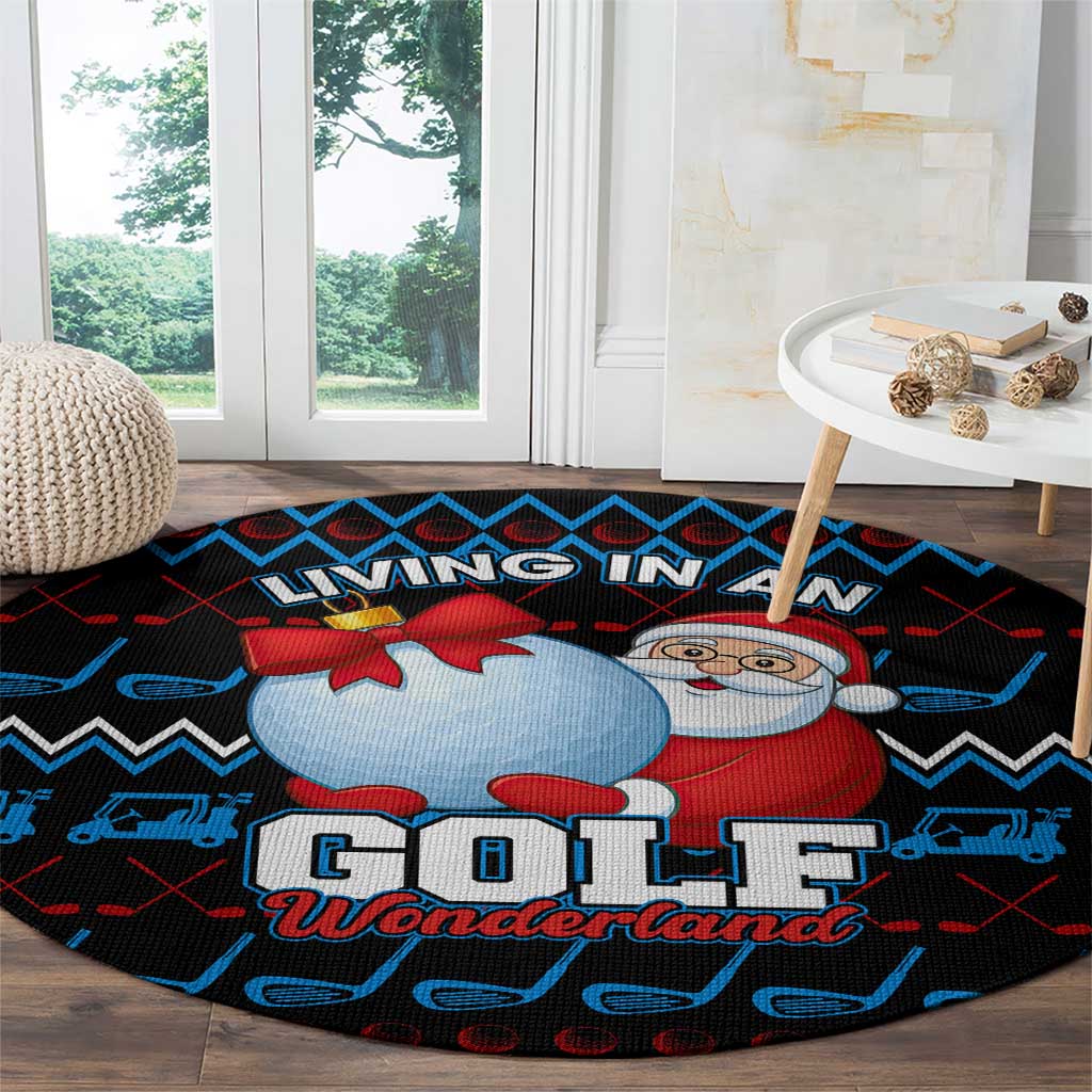 Santa Clause Golf Wonderland Christmas Round Carpet Xmas Holiday Patterns - Wonder Print Shop