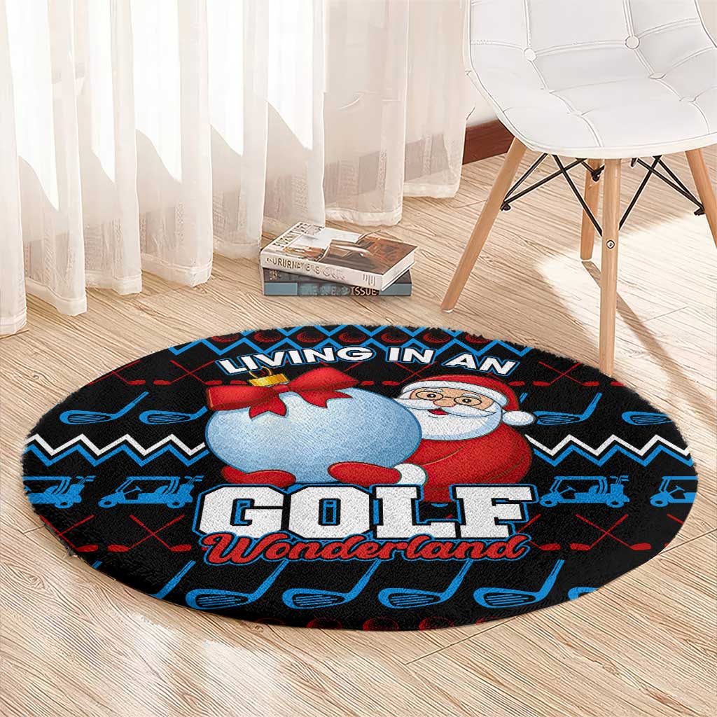Santa Clause Golf Wonderland Christmas Round Carpet Xmas Holiday Patterns - Wonder Print Shop
