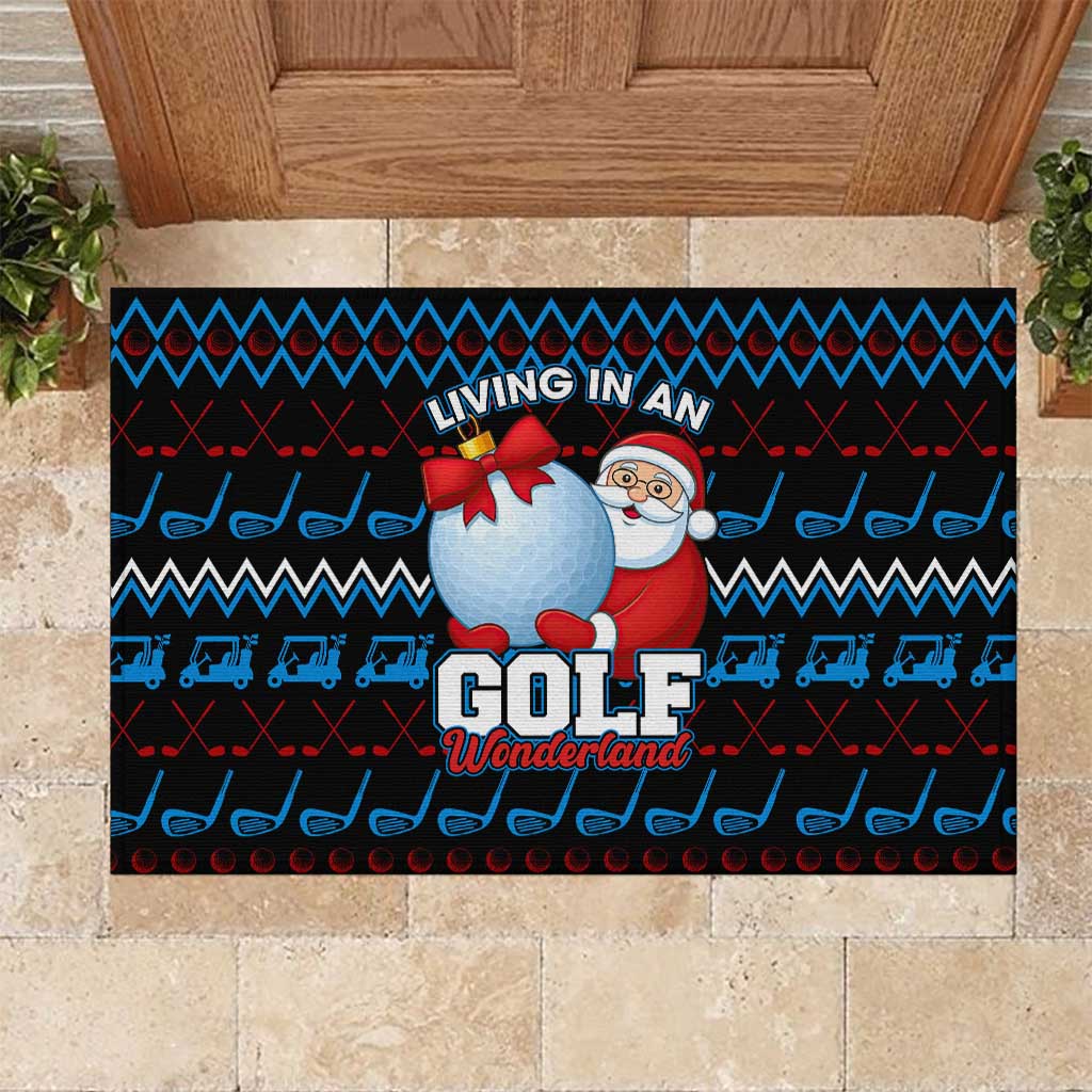 Santa Clause Golf Wonderland Christmas Rubber Doormat Xmas Holiday Patterns - Wonder Print Shop