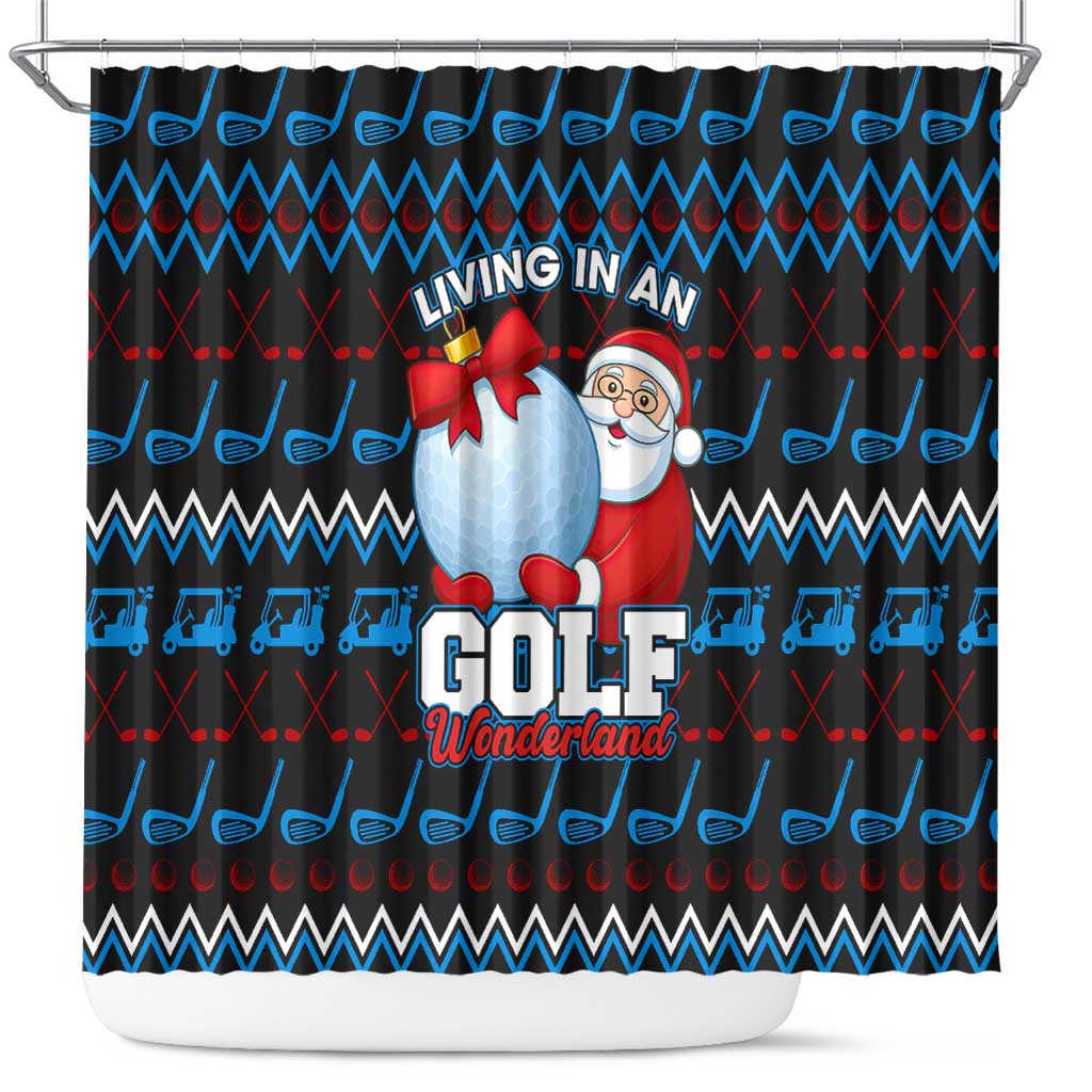 Santa Clause Golf Wonderland Christmas Shower Curtain Xmas Holiday Patterns - Wonder Print Shop