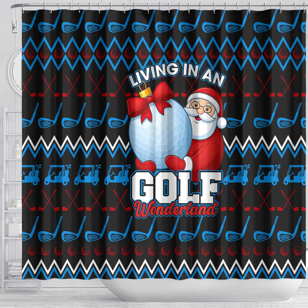Santa Clause Golf Wonderland Christmas Shower Curtain Xmas Holiday Patterns - Wonder Print Shop