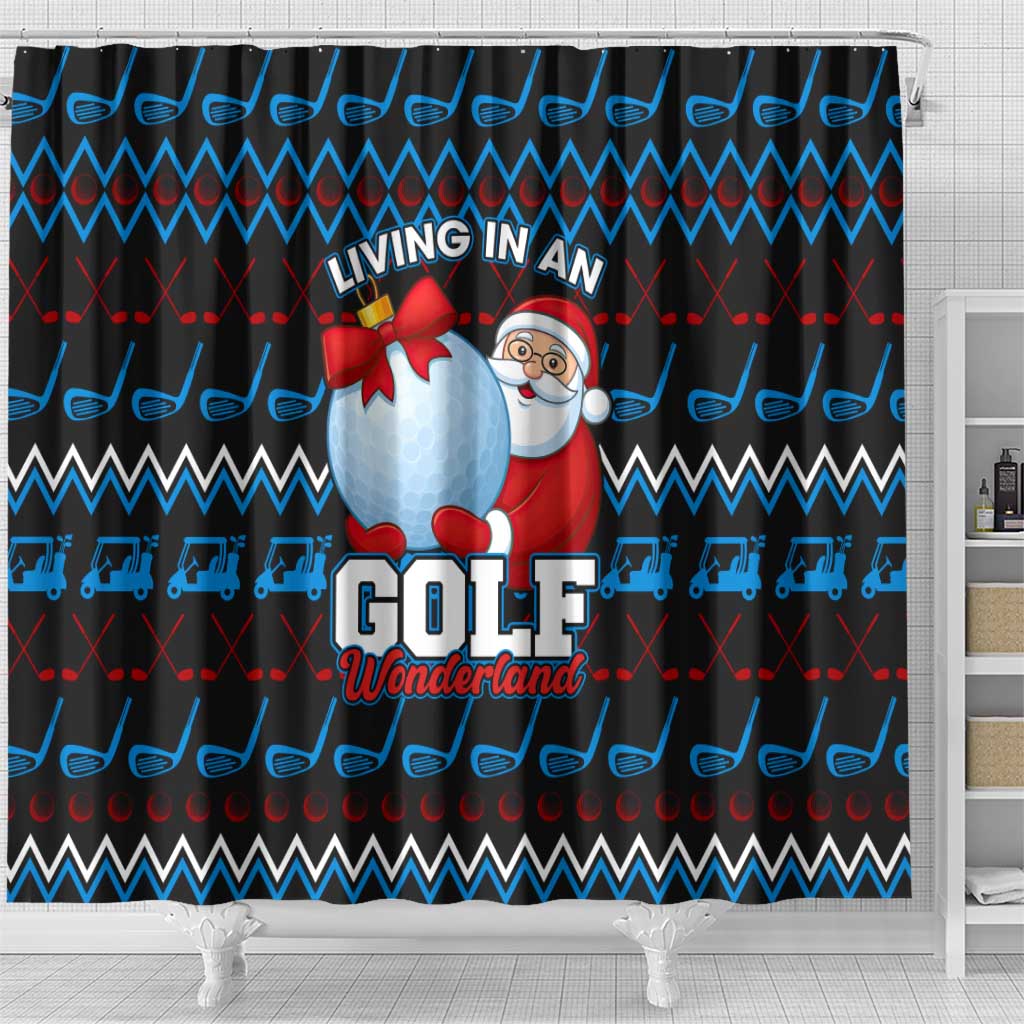 Santa Clause Golf Wonderland Christmas Shower Curtain Xmas Holiday Patterns - Wonder Print Shop