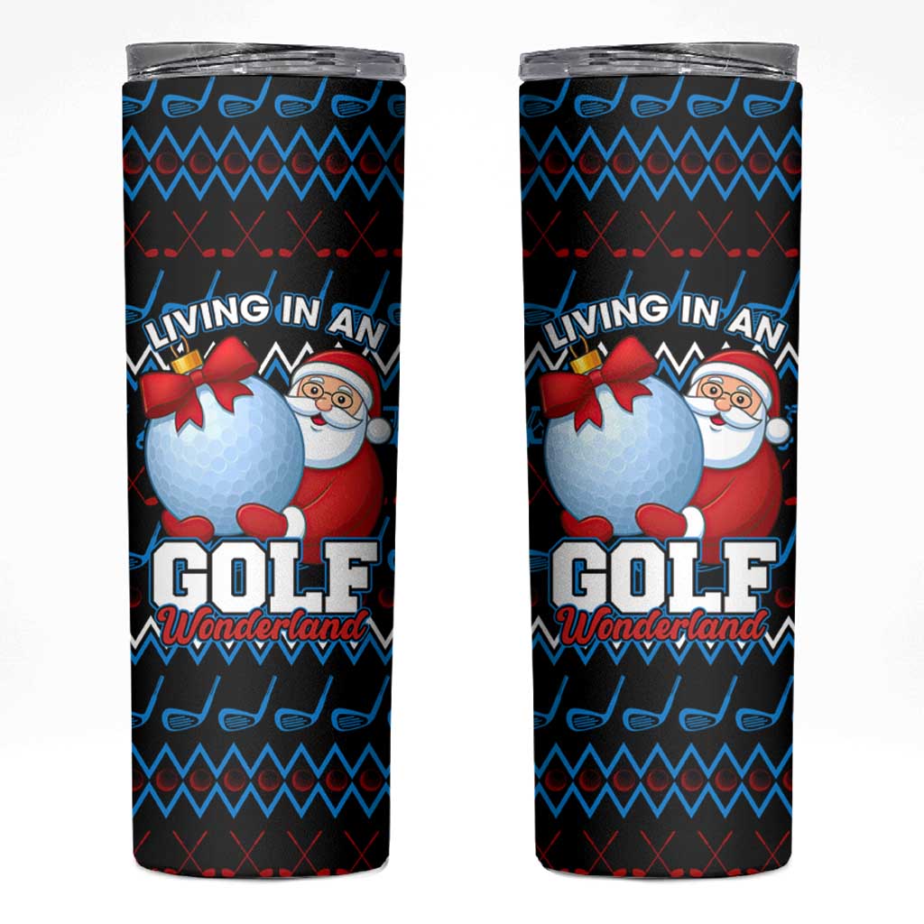Santa Clause Golf Wonderland Christmas Skinny Tumbler Xmas Holiday Patterns - Wonder Print Shop