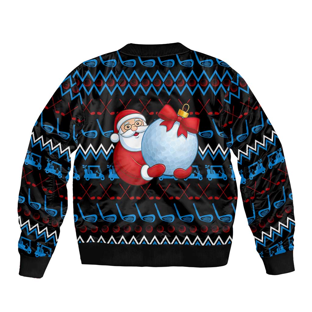 Santa Clause Golf Wonderland Christmas Sleeve Zip Bomber Jacket Xmas Holiday Patterns - Wonder Print Shop