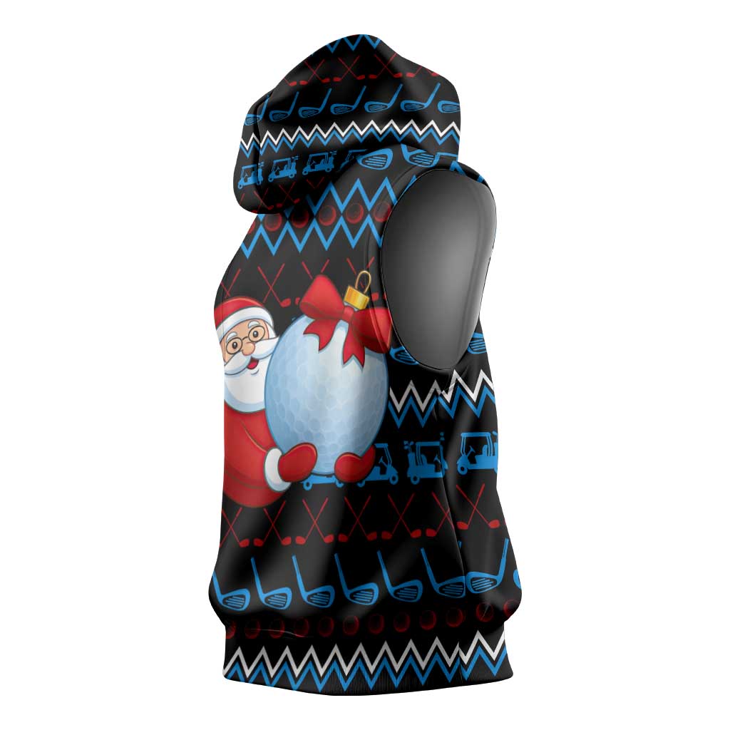 Santa Clause Golf Wonderland Christmas Sleeveless Hoodie Xmas Holiday Patterns - Wonder Print Shop