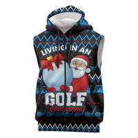 Santa Clause Golf Wonderland Christmas Sleeveless Zip Hoodie Xmas Holiday Patterns - Wonder Print Shop