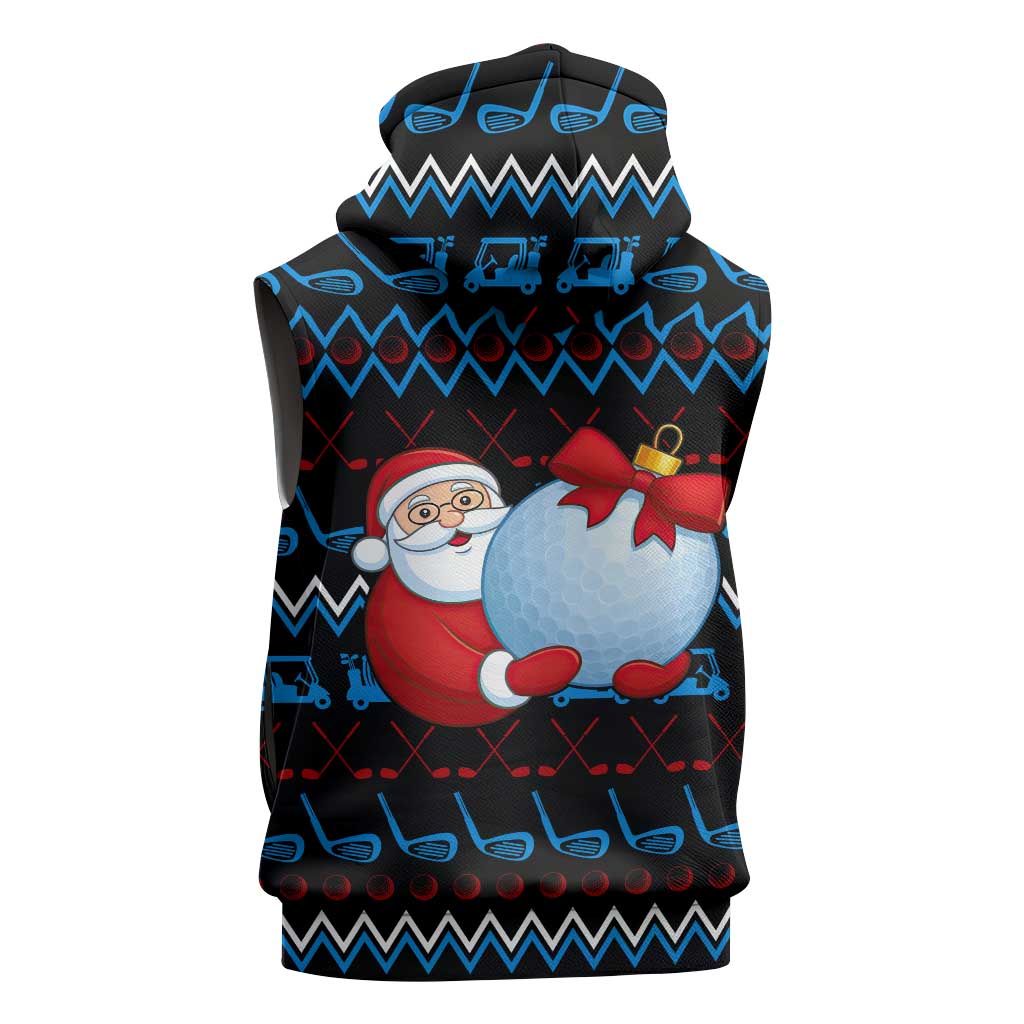 Santa Clause Golf Wonderland Christmas Sleeveless Zip Hoodie Xmas Holiday Patterns - Wonder Print Shop