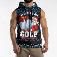 Santa Clause Golf Wonderland Christmas Sleeveless Zip Hoodie Xmas Holiday Patterns - Wonder Print Shop