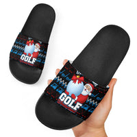 Santa Clause Golf Wonderland Christmas Slide Sandals Xmas Holiday Patterns - Wonder Print Shop