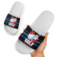Santa Clause Golf Wonderland Christmas Slide Sandals Xmas Holiday Patterns - Wonder Print Shop