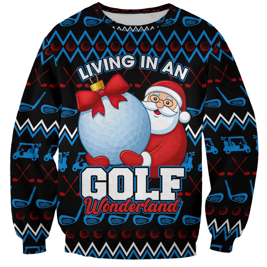 Santa Clause Golf Wonderland Christmas Sweatshirt Xmas Holiday Patterns - Wonder Print Shop