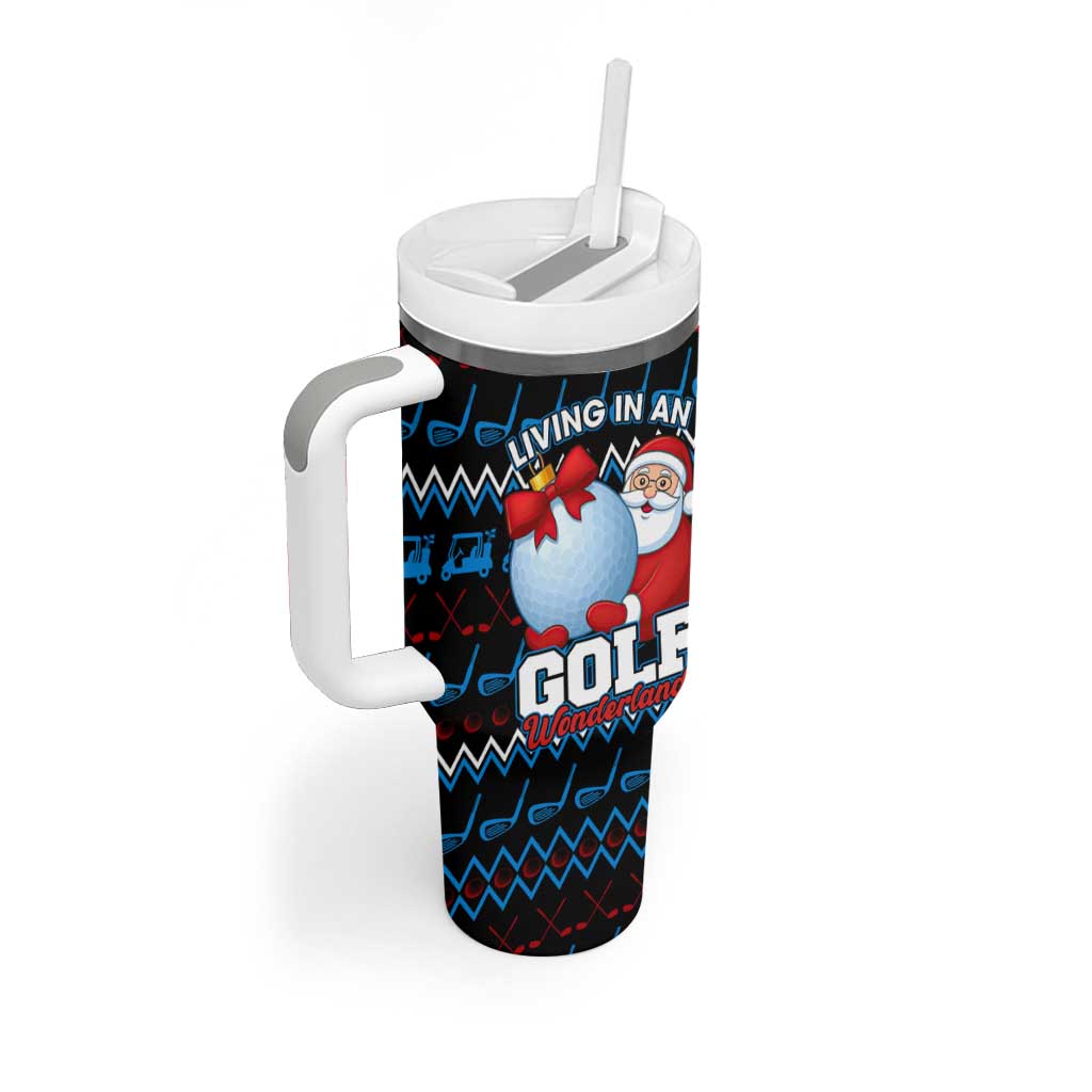 Santa Clause Golf Wonderland Christmas Tumbler With Handle Xmas Holiday Patterns - Wonder Print Shop