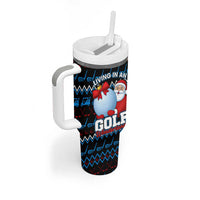 Santa Clause Golf Wonderland Christmas Tumbler With Handle Xmas Holiday Patterns - Wonder Print Shop