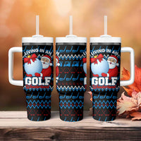 Santa Clause Golf Wonderland Christmas Tumbler With Handle Xmas Holiday Patterns - Wonder Print Shop