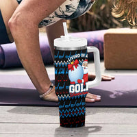 Santa Clause Golf Wonderland Christmas Tumbler With Handle Xmas Holiday Patterns - Wonder Print Shop