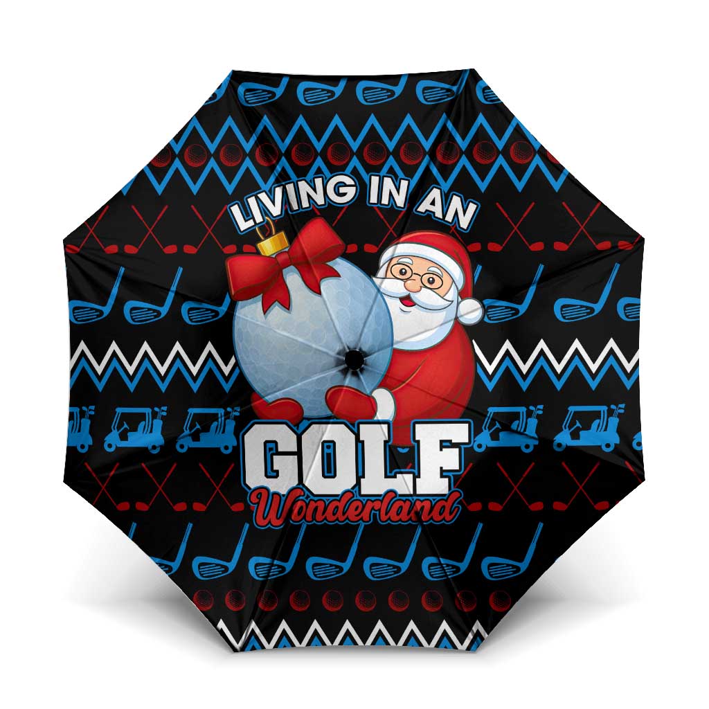 Santa Clause Golf Wonderland Christmas Umbrella Xmas Holiday Patterns - Wonder Print Shop