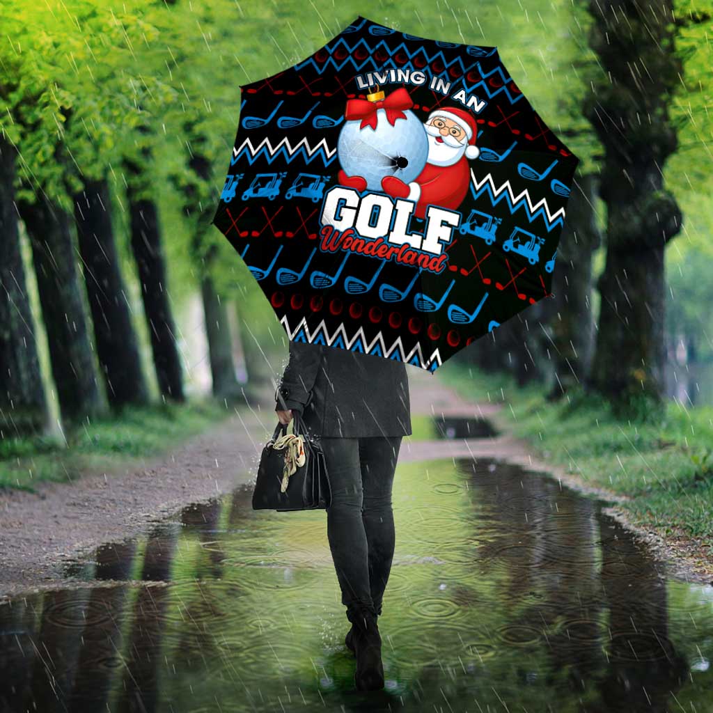 Santa Clause Golf Wonderland Christmas Umbrella Xmas Holiday Patterns - Wonder Print Shop