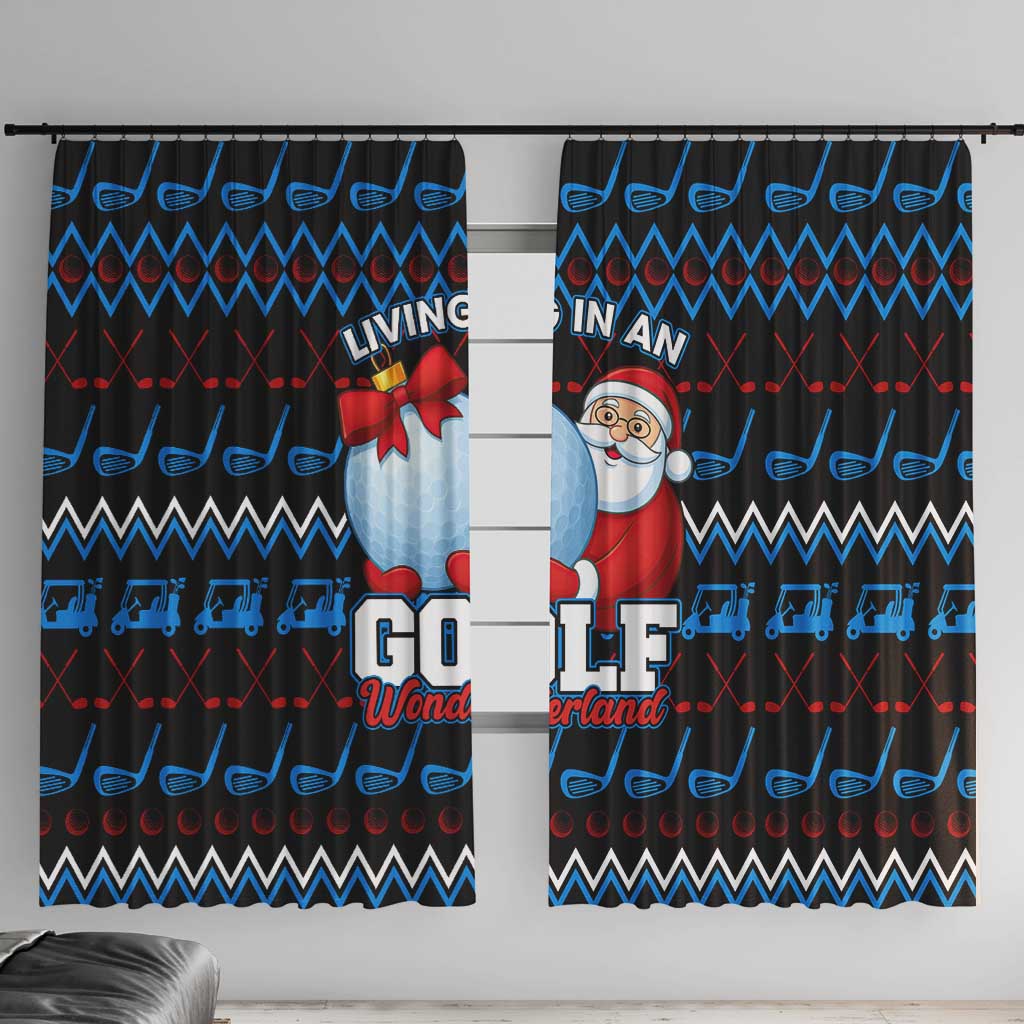 Santa Clause Golf Wonderland Christmas Window Curtain Xmas Holiday Patterns - Wonder Print Shop