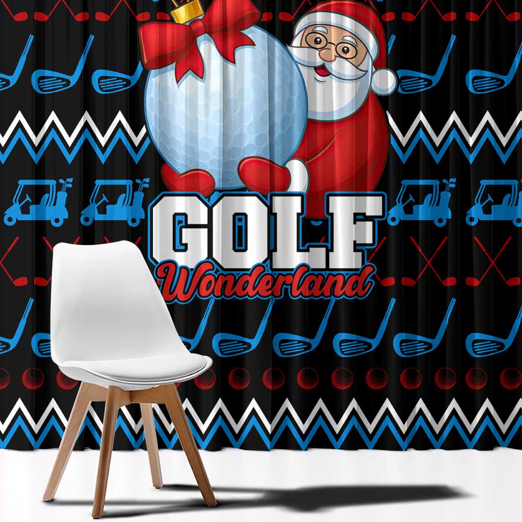 Santa Clause Golf Wonderland Christmas Window Curtain Xmas Holiday Patterns - Wonder Print Shop