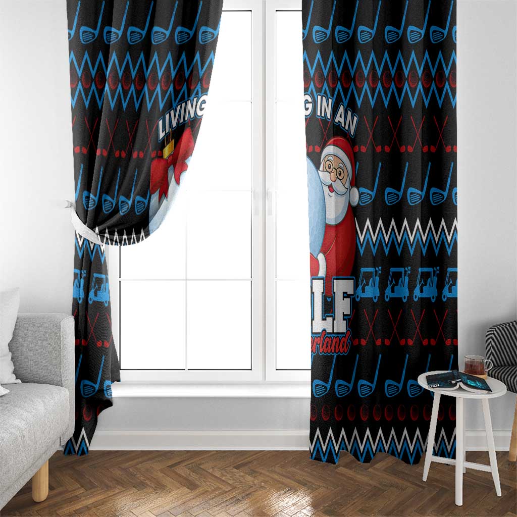 Santa Clause Golf Wonderland Christmas Window Curtain Xmas Holiday Patterns - Wonder Print Shop