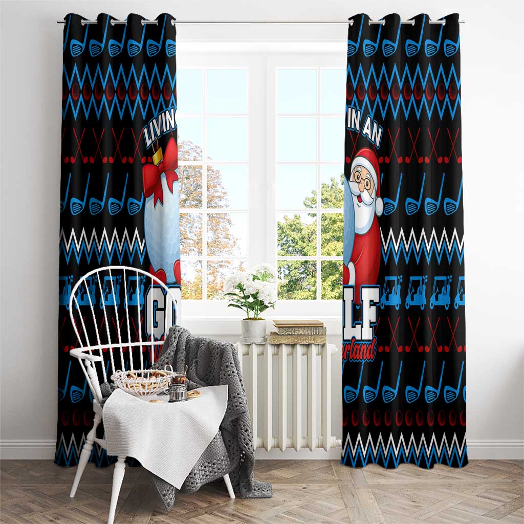 Santa Clause Golf Wonderland Christmas Window Curtain Xmas Holiday Patterns - Wonder Print Shop