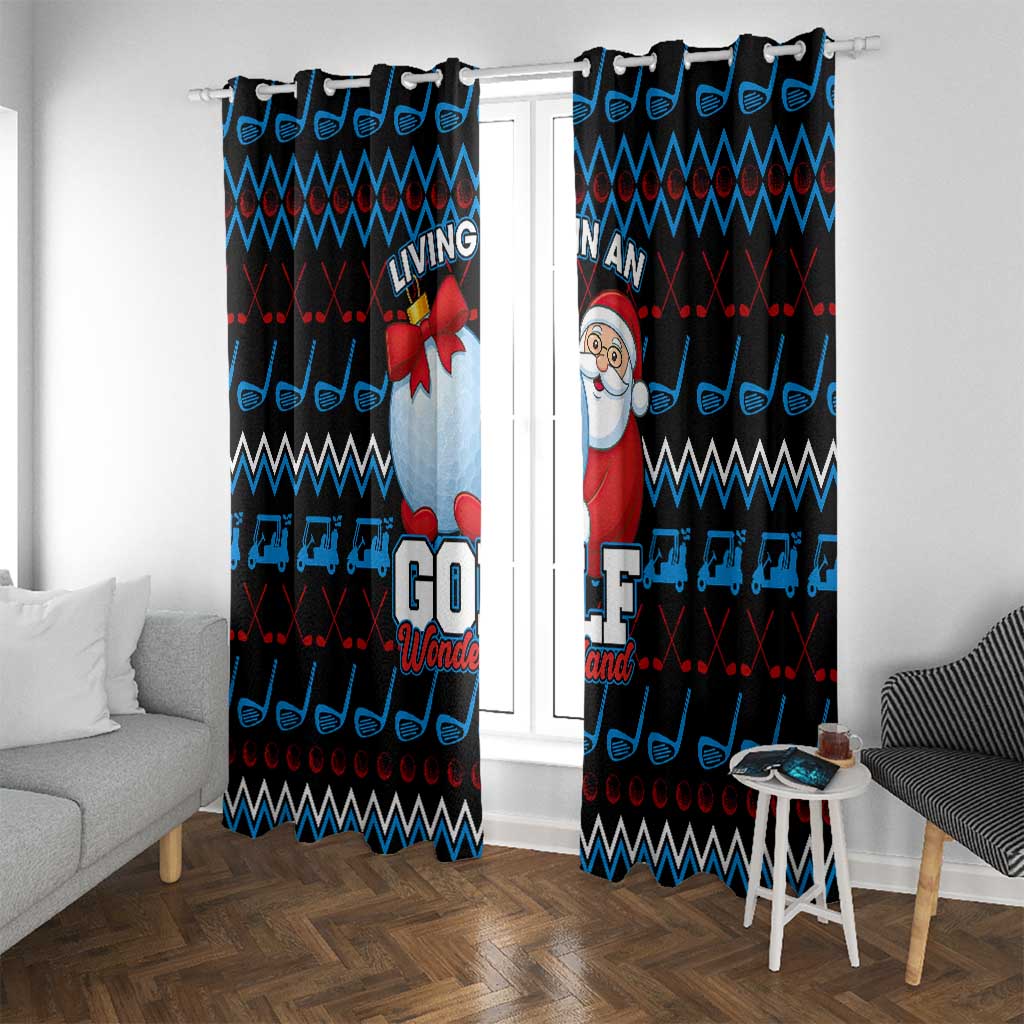 Santa Clause Golf Wonderland Christmas Window Curtain Xmas Holiday Patterns - Wonder Print Shop