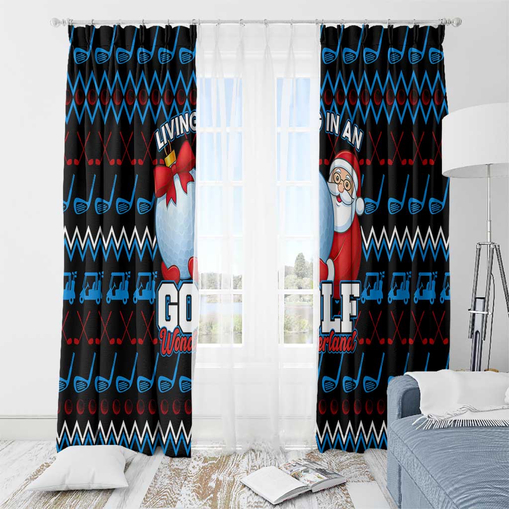 Santa Clause Golf Wonderland Christmas Window Curtain Xmas Holiday Patterns - Wonder Print Shop
