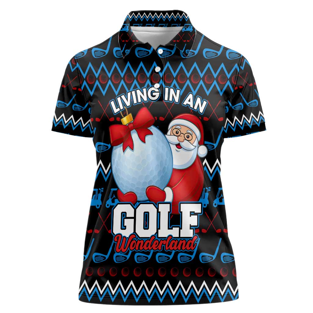 Santa Clause Golf Wonderland Christmas Women Polo Shirt Xmas Holiday Patterns - Wonder Print Shop