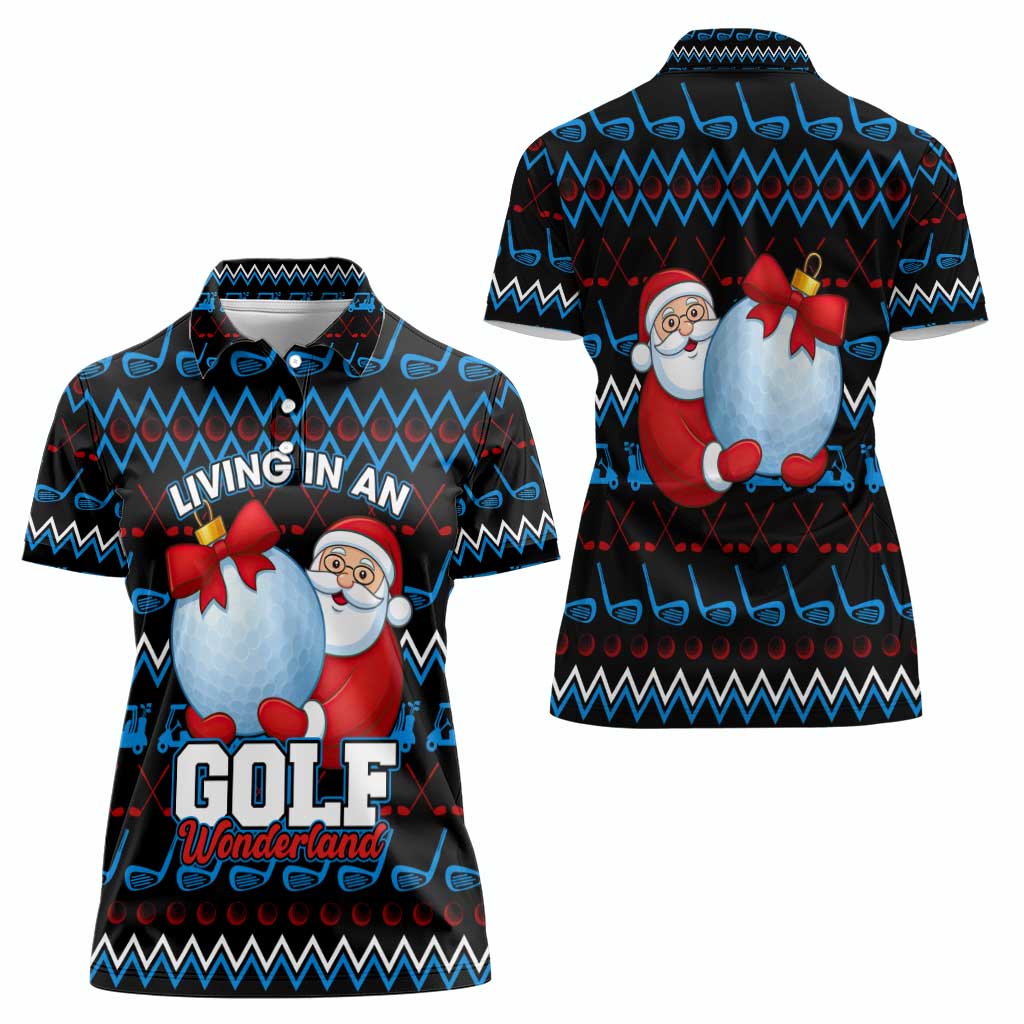 Santa Clause Golf Wonderland Christmas Women Polo Shirt Xmas Holiday Patterns - Wonder Print Shop