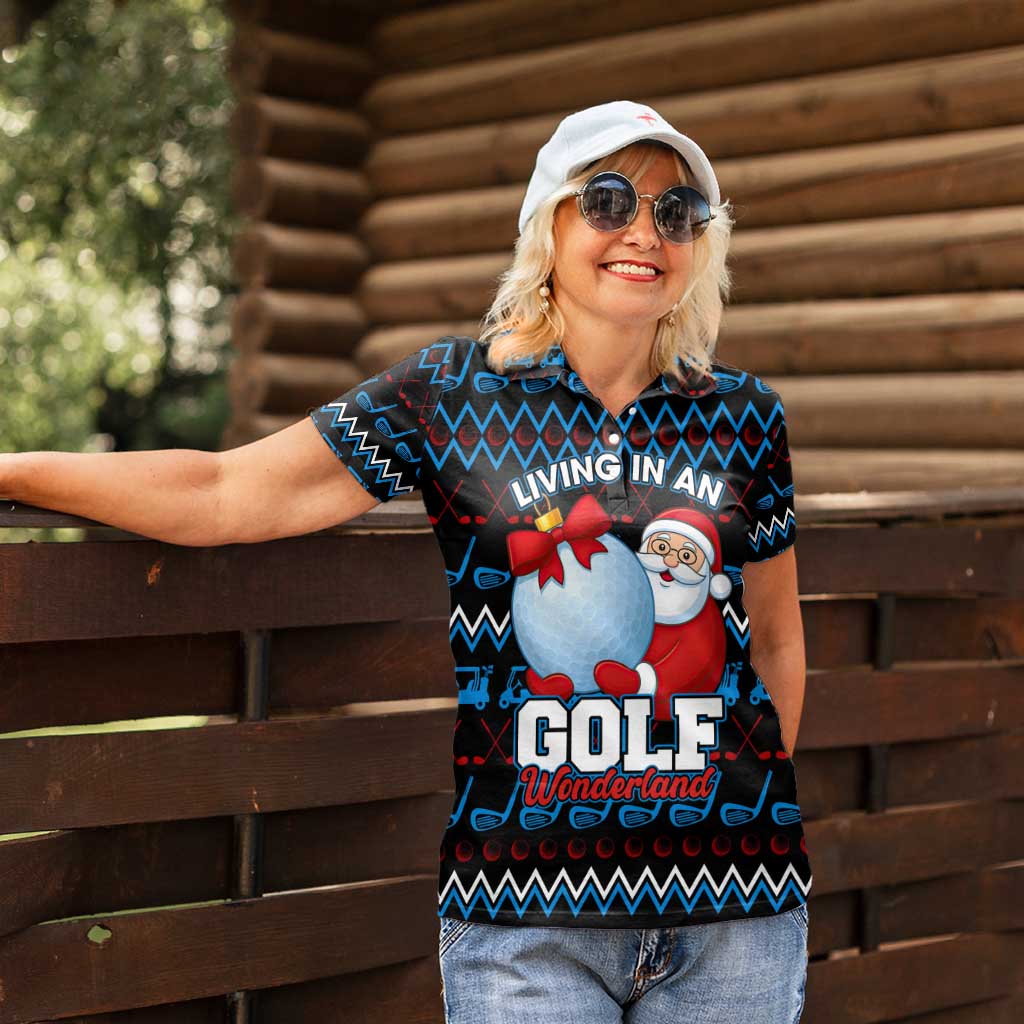 Santa Clause Golf Wonderland Christmas Women Polo Shirt Xmas Holiday Patterns - Wonder Print Shop