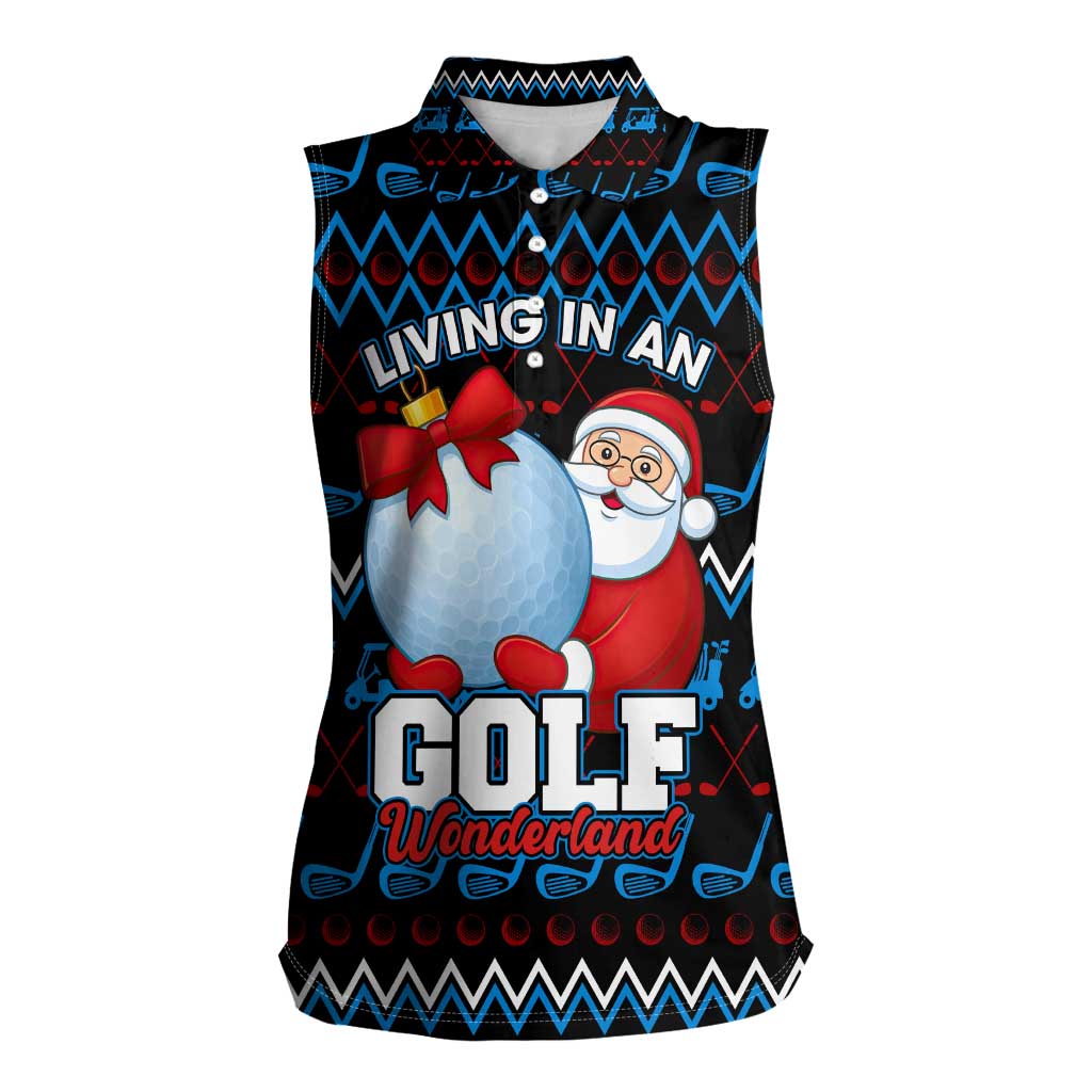 Santa Clause Golf Wonderland Christmas Women Sleeveless Polo Shirt Xmas Holiday Patterns - Wonder Print Shop