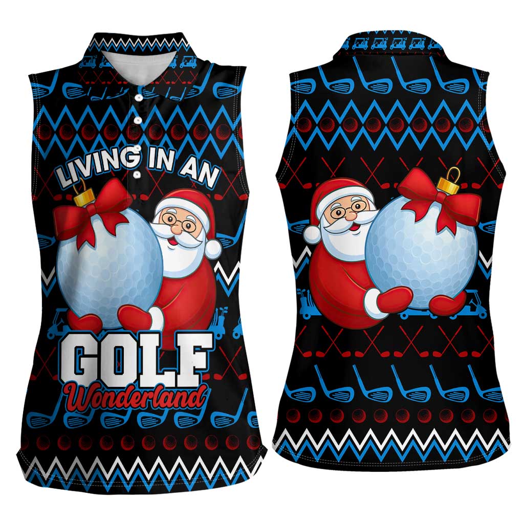 Santa Clause Golf Wonderland Christmas Women Sleeveless Polo Shirt Xmas Holiday Patterns - Wonder Print Shop