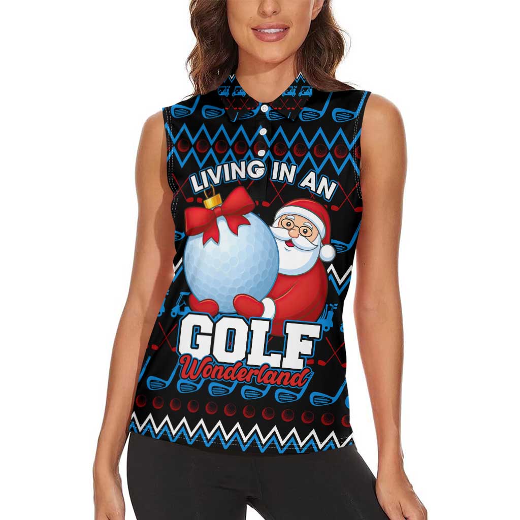 Santa Clause Golf Wonderland Christmas Women Sleeveless Polo Shirt Xmas Holiday Patterns - Wonder Print Shop