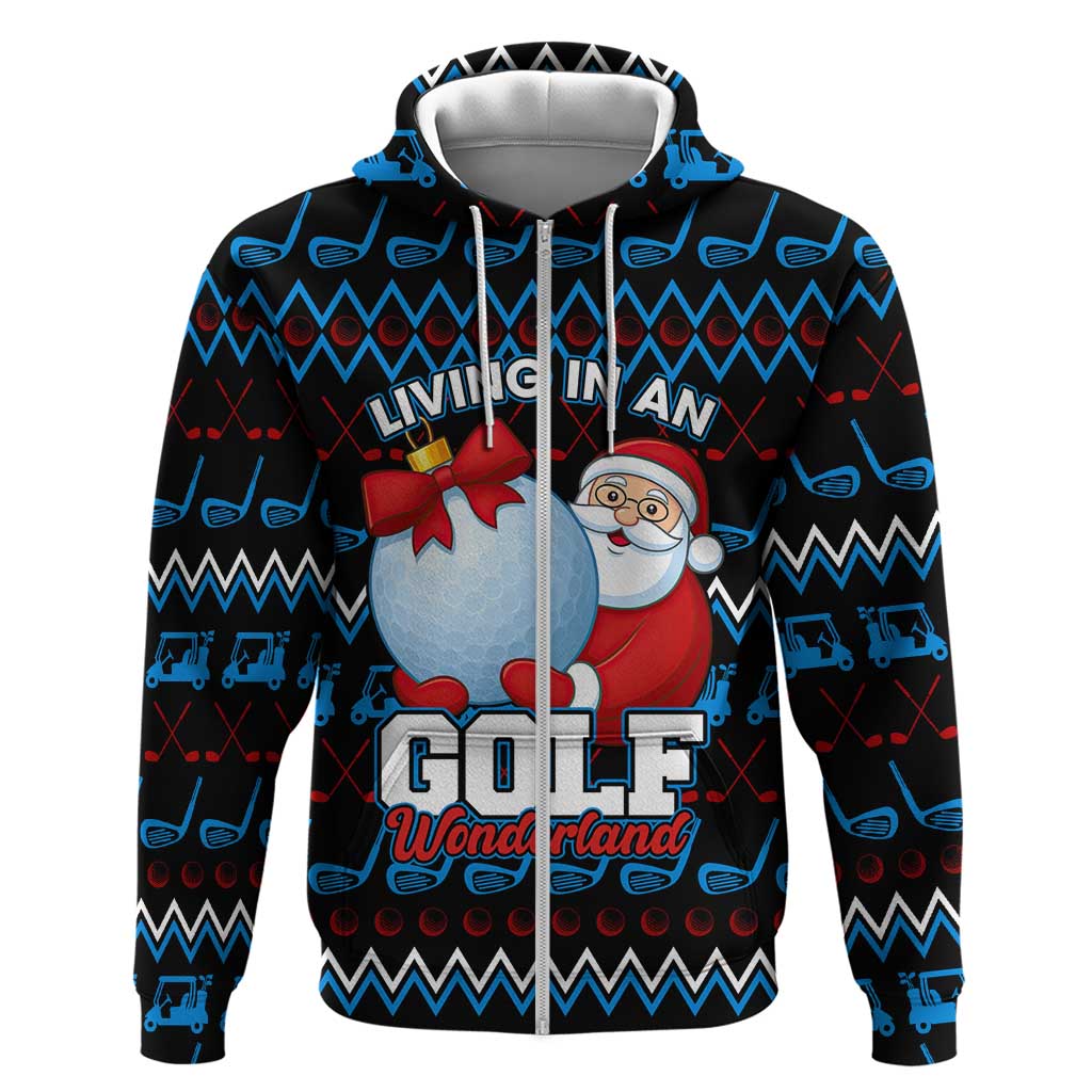Santa Clause Golf Wonderland Christmas Zip Hoodie Xmas Holiday Patterns - Wonder Print Shop