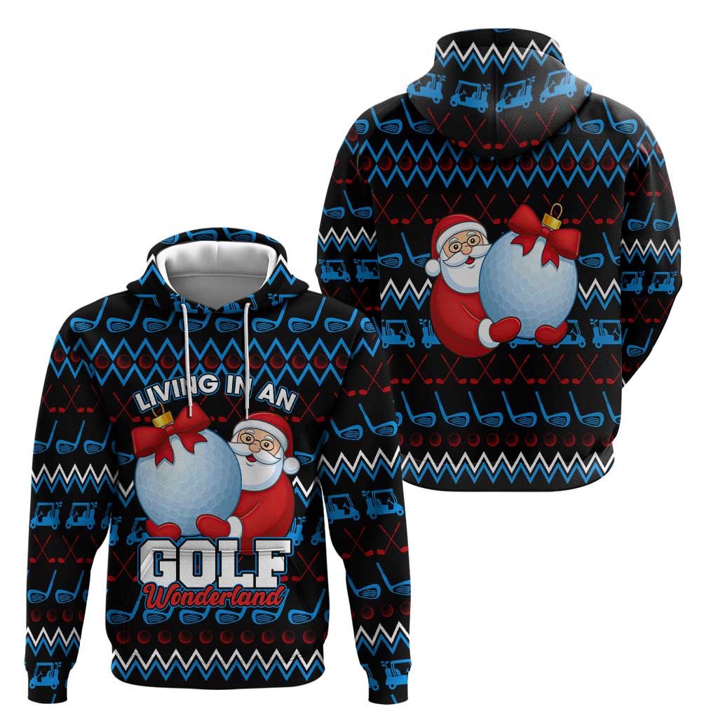 Santa Clause Golf Wonderland Christmas Zip Hoodie Xmas Holiday Patterns - Wonder Print Shop