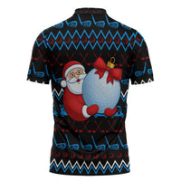 Santa Clause Golf Wonderland Christmas Zipper Polo Shirt Xmas Holiday Patterns - Wonder Print Shop