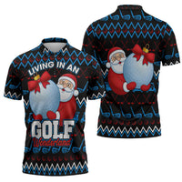 Santa Clause Golf Wonderland Christmas Zipper Polo Shirt Xmas Holiday Patterns - Wonder Print Shop