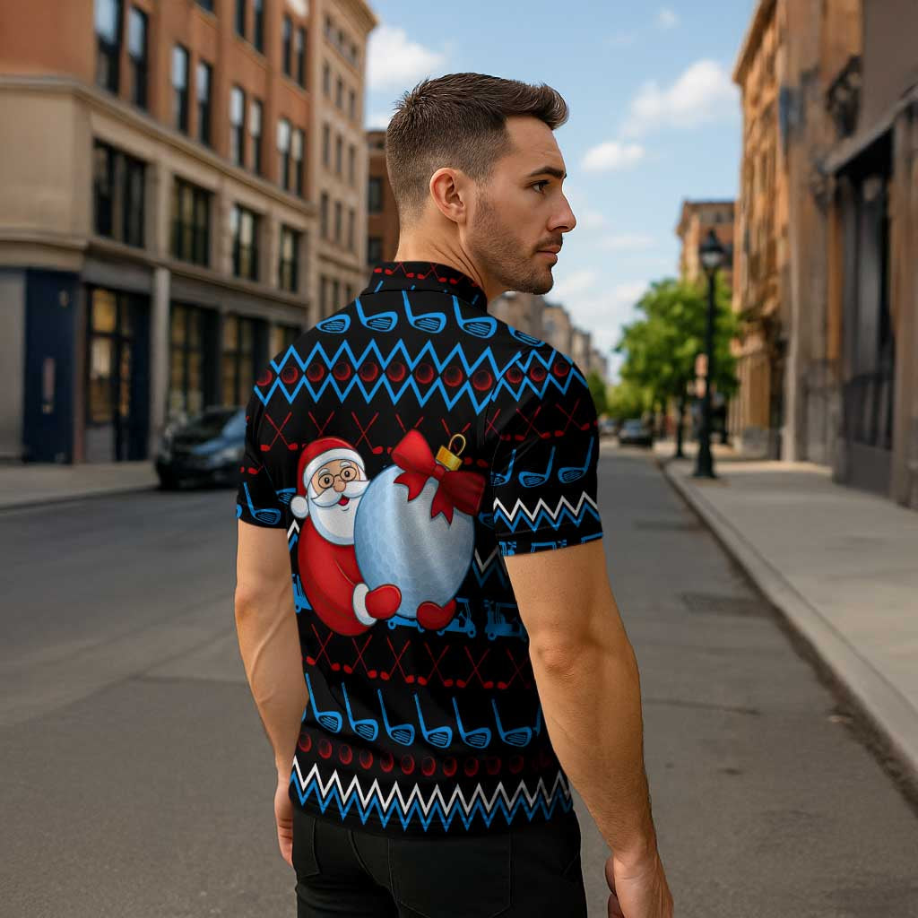Santa Clause Golf Wonderland Christmas Zipper Polo Shirt Xmas Holiday Patterns - Wonder Print Shop