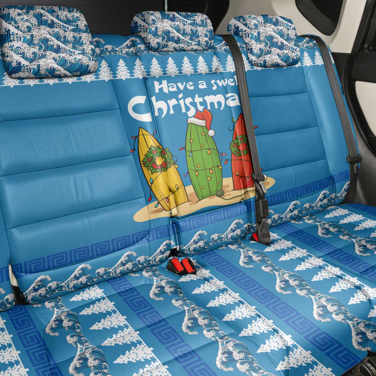 Santa Fist Christmas Back Car Seat Cover Xmas Holiday Patterns - Wonder Print Shop