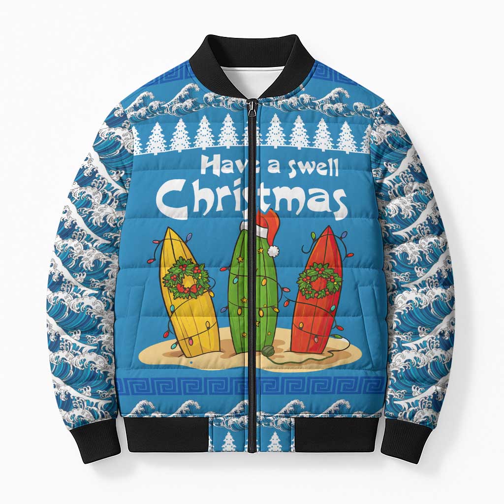 Santa Fist Christmas Bomber Puffer Jacket Xmas Holiday Patterns - Wonder Print Shop