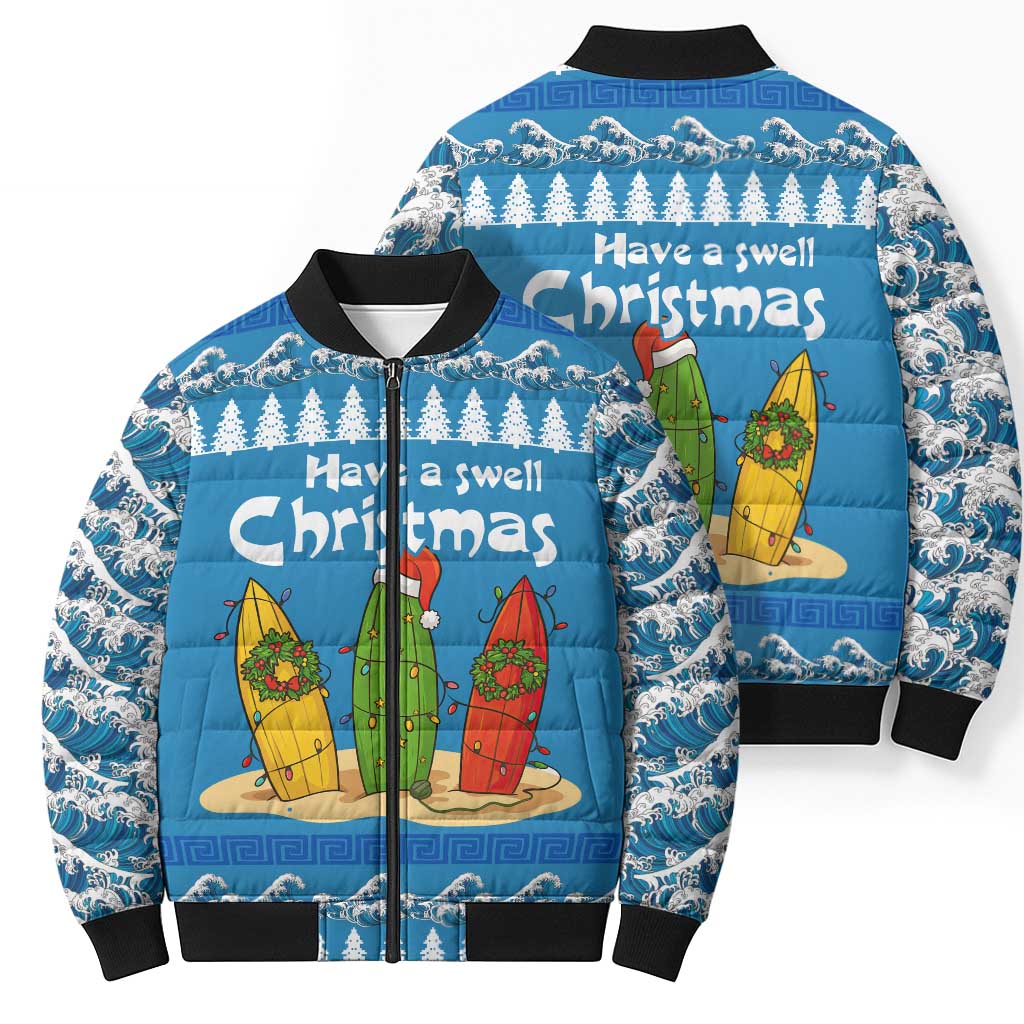 Santa Fist Christmas Bomber Puffer Jacket Xmas Holiday Patterns - Wonder Print Shop