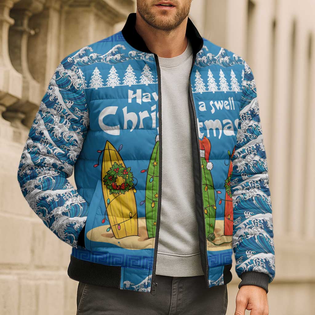 Santa Fist Christmas Bomber Puffer Jacket Xmas Holiday Patterns - Wonder Print Shop