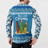 Santa Fist Christmas Button Sweatshirt Xmas Holiday Patterns - Wonder Print Shop